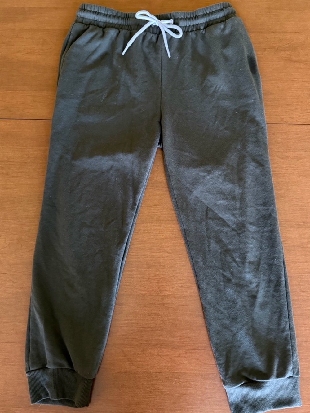 Active Basic Olive Green Track Joggers with White Drawstring